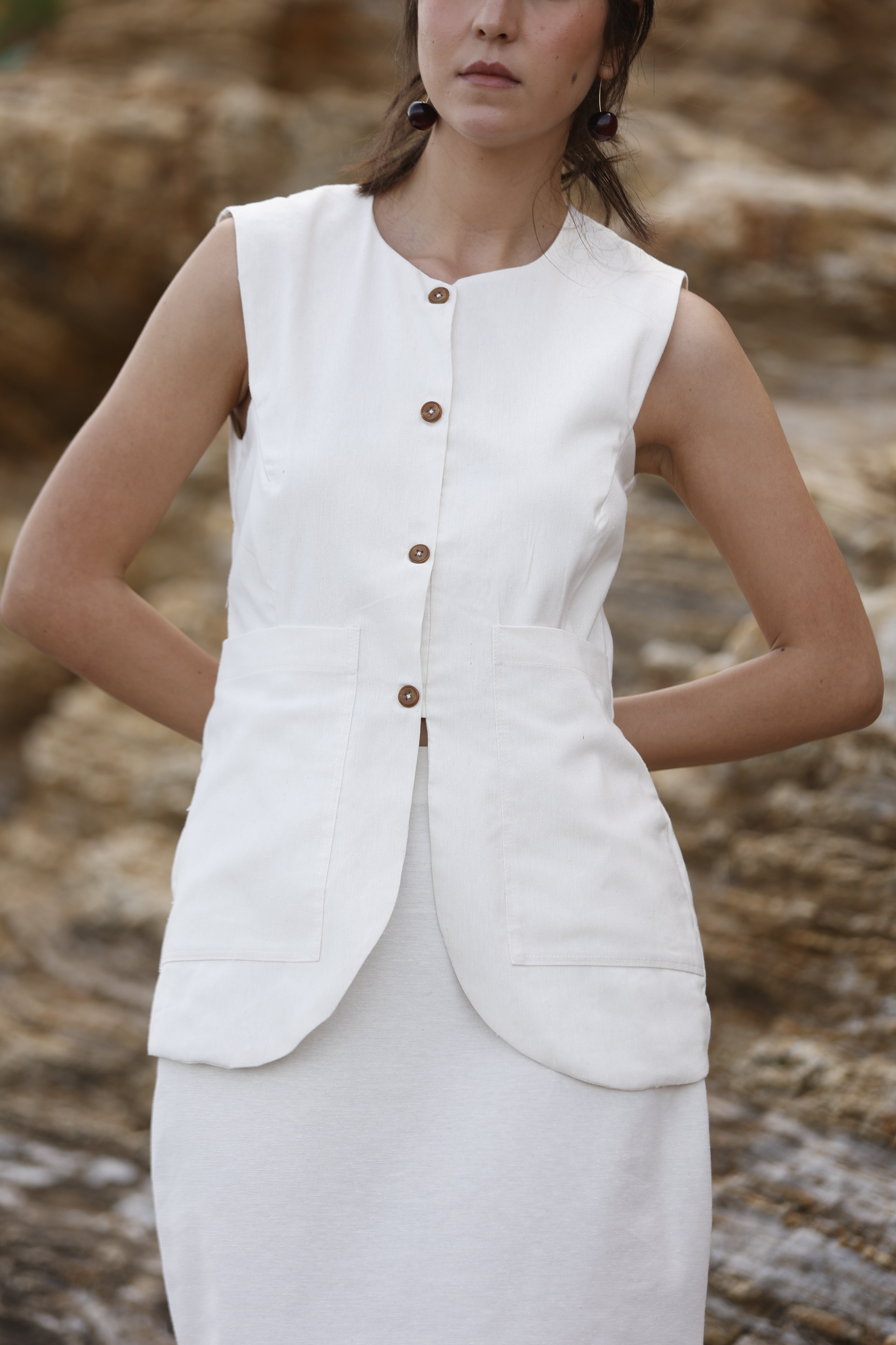 White denim Gilet