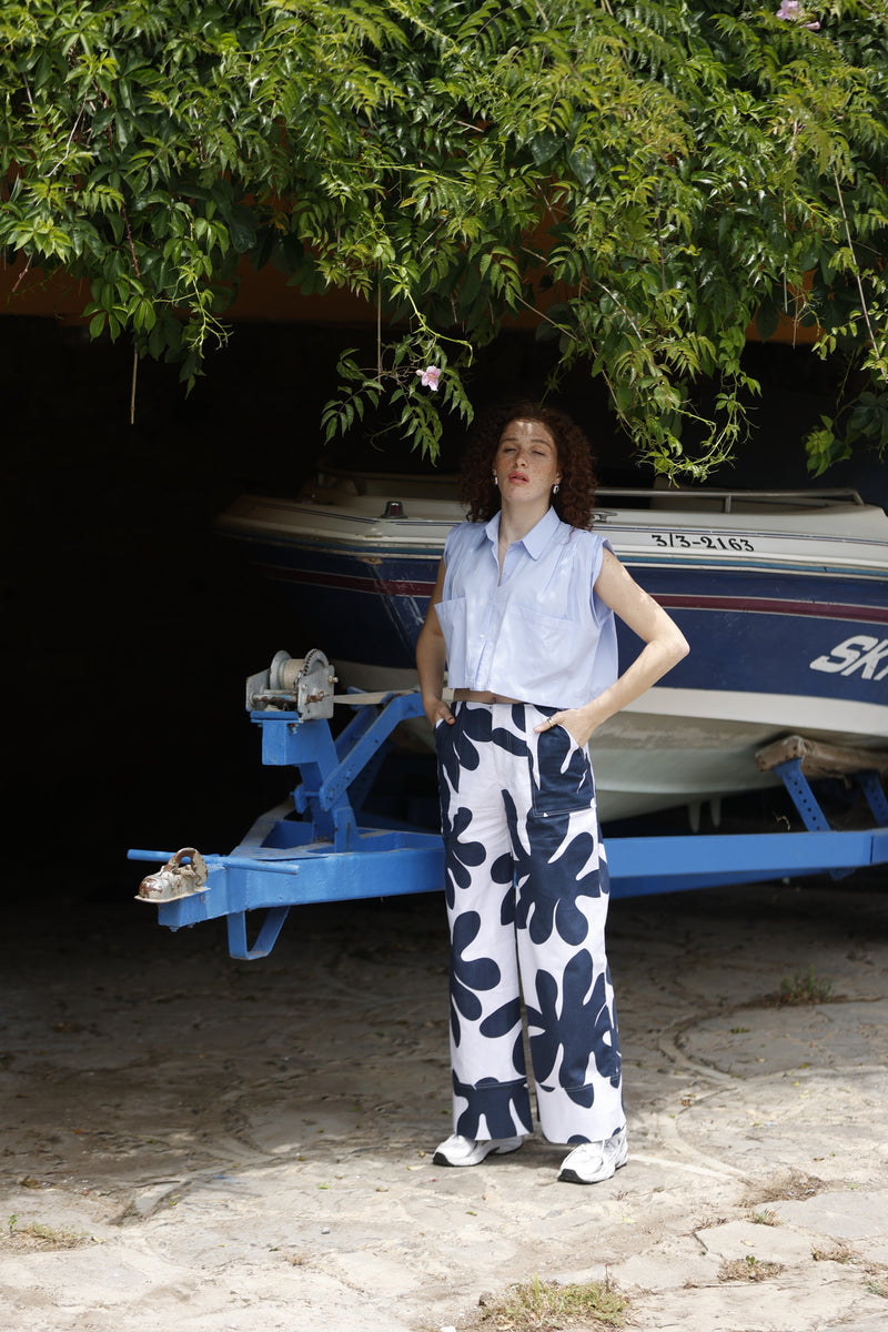 Baby blue cropped shirt